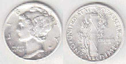 1942 S USA silver 10 Cents (Dime) A004182